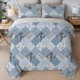 thumbnail image 3 of Davulos Patchwork Quilt Set Twin Size,2 Pieces Blue Floral Plaid Design Summer Bedspread Coverlet Set Soft Microfiber Reversible Lightweight Bed Cover for All Season, 3 of 8