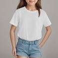thumbnail image 2 of kpoplk Girls Graphic Tees Short Sleeve Girls Shirts Cute Tops Crew Neck Casual Basic Summer T-Shirt for Kids Teen 4-15 Years(White,7-8 Y), 2 of 4