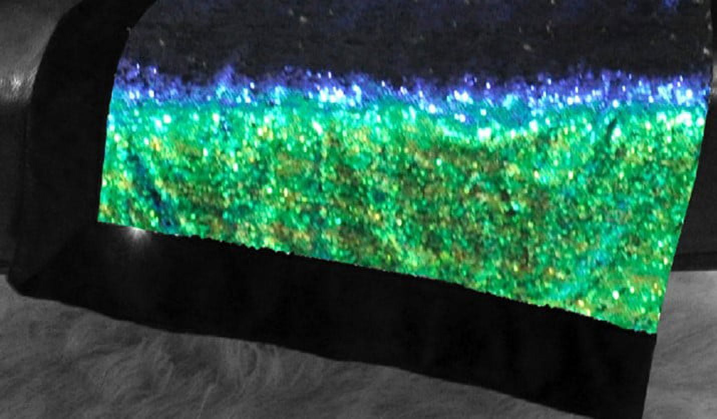 Mainstays Reversible Sequin Sparkle Green to Black Throw Blanket, 1 Each