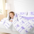 thumbnail image 3 of Manfei Letter D Personalized Initial Full Size Comforter Sets For Girls,Girls Lavender Bow Bedding Sets For Kids,Reversible,3-Piece, 3 of 7