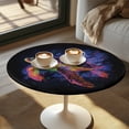thumbnail image 2 of SEANATIVE 24 Inch Round Table Covers Stretch Fitted Cocktail Table Topper Cap Stain-Resistant Round Cocktail Tablecloths with Elastic Edged for Celebration Party, Colorful Sea Turtle Black, 2 of 7