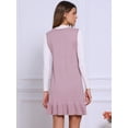 thumbnail image 3 of DARING DIVA Sweater Shift Chunky Knit Sleeveless V Neck Ruffle Mini Dress XS Dusty Pink, 3 of 6