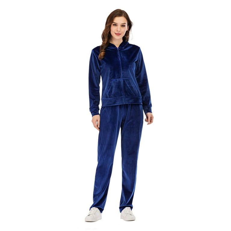 Yafanqi Women Velour Tracksuit 2 Piece Sweatsuits Long Sleeve Velvet Jogging Suits Sports Outfit Track Suit