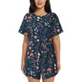 thumbnail image 1 of Balery Colorful Flowers Conjunto de Pijama para Mujer con Estampado, Dos Piezas de Manga Corta y Shorts, Ropa de Dormir Suave con Cuello Redondo y Bolsillos-Large, 1 of 6