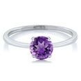 thumbnail image 2 of Gem Stone King 10K White Gold Purple Amethyst Solitaire Engagement Ring for Women (1.00 Cttw, Round 6MM, Gemstone February Birthstone, Size 9.5), 2 of 5