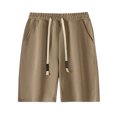 thumbnail image 2 of Men's Drawstring Elastic Waist Shorts, Casual Joggers, Polyester Quick Dry Lightweight, Summer Fishing, Beach Hiking, Activewear Essentials | JASKFLY,Coffee M, 2 of 4