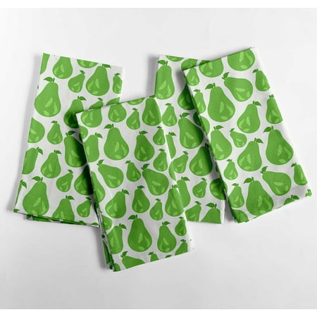 

Vargottam Fresh Pear Harmony Print Cotton Napkins Set of 4 20x20 Inches Vibrant Green Cloth Napkin Perfect for Farmhouse Dining Table Dcor Nature-Inspired Kitchen Theme - Machine Washable