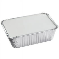 VEZEE 5-lbs Disposable Aluminum Oblong Foil Pan 250 Pcs With Board Lids