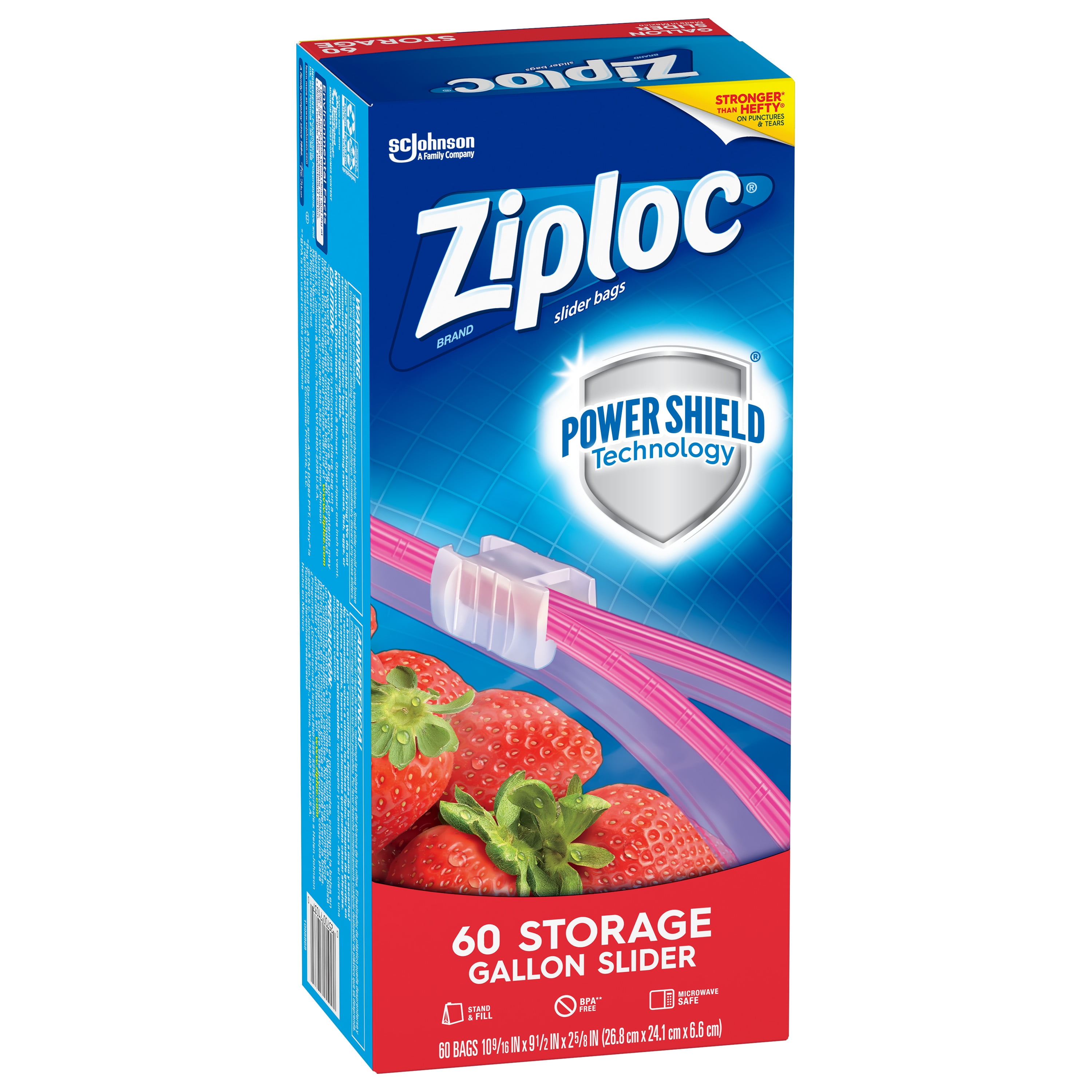 Ziploc Brand Slider Storage Gallon Bags with Power Shield Technology, Pack of 1 .40 Count 