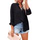 thumbnail image 3 of SAYOO Camisas elegantes para mujer, blusa de gasa con botones de manga larga de jacquard de color puro SAYOO  S M L XL XXL, 3 of 7