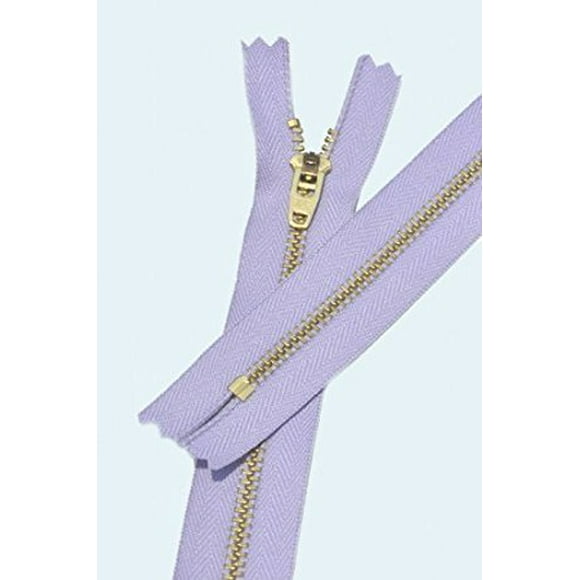 Brass Pant Zipper - YKK #4.5 Pants with Locking Slide ~ Closed End (Select Length/Color) (Length 7 inch, 553 - Lavendar)