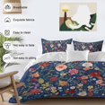 thumbnail image 4 of Navy Blue Flowers Bedding 3 Piece Duvet Cover Set Full Size, Spring Vintage Floral Leaves Farmhouse Soft Microfiber Comforter Cover with Zipper Closure & Pillowcases, FadeResistant Quilt Cover, 4 of 9