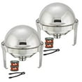 thumbnail image 6 of Tiger Chef Chafing Dish Buffet Set - 6 Quart Food Warmer Stainless Steel - Round Roll Top Chafer - 2 Chafing Dish Sets with 2 Serving Tongs and 4 Chafing Dish Fuel Gels, 6 of 6