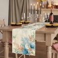 thumbnail image 3 of Beige Beach Coastal Cotton Linen Table Runner for Dining Kitchen, Summer Nautical Coral Shell Botanical Wedding Outdoor Party Tablerunners, Dresser Scarf Coffee Tablecloth Runners 13x70 Inches, 3 of 9