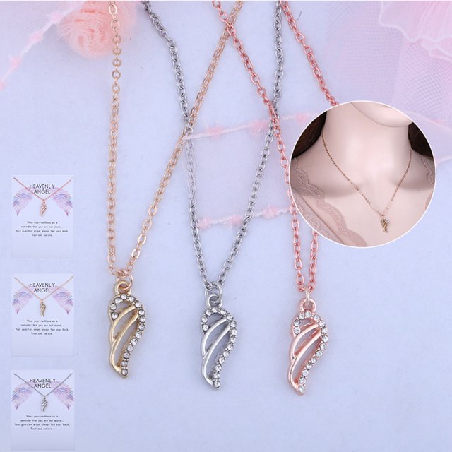 onlyliua Artículos En Liquidación Collar En Cadencia de Clavícula En Forma de Tarjeta y Circonita Hueca En Forma de Ala de Circón