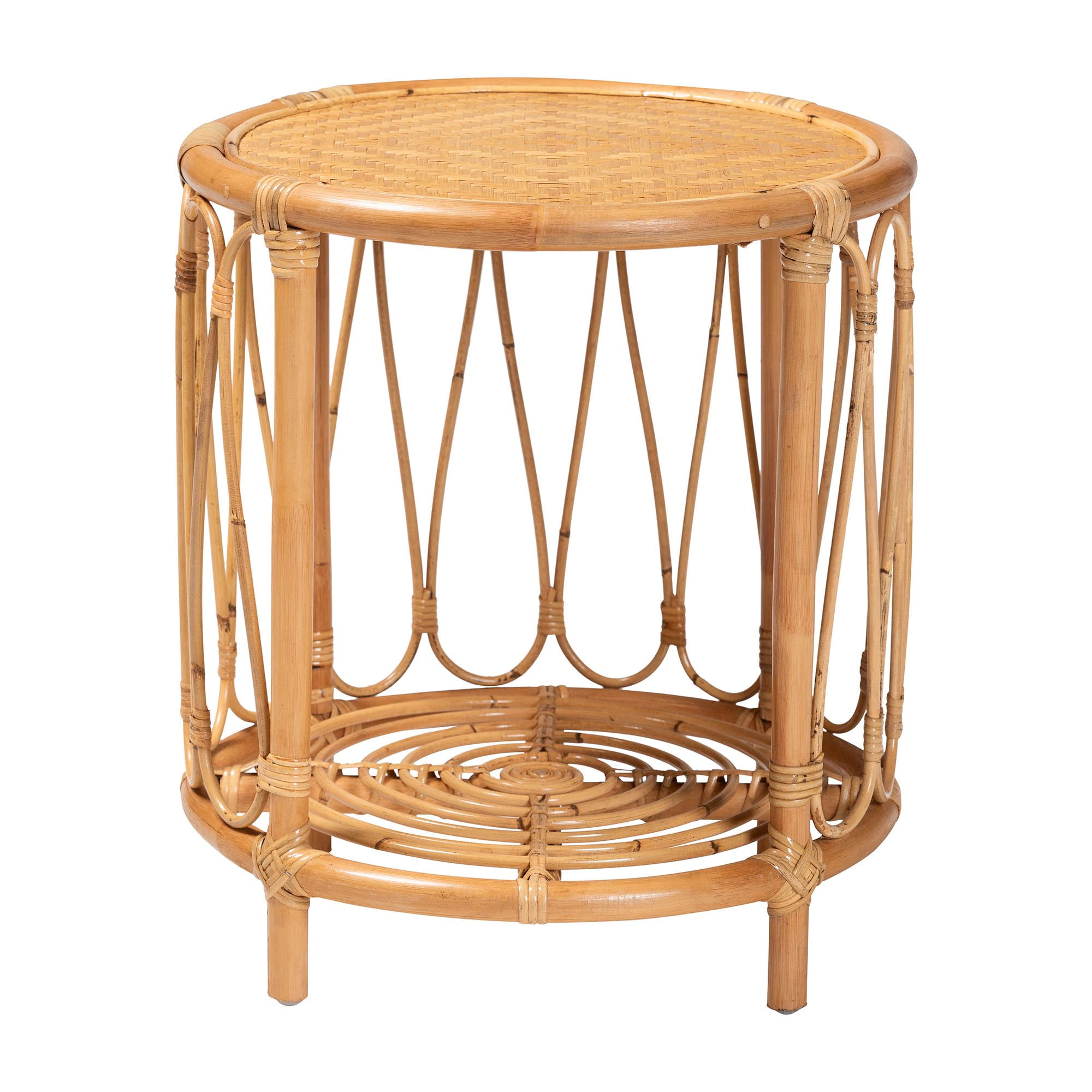bali & pari Berilo Boho End Table, 2-Tier, Light Honey