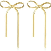 Bow Earrings Gold Bow Ribbon Hoop Earrings Long Ribbon Earrings Drop Dangle Bow Tie Huggie Earrings Women Jewelry Gift