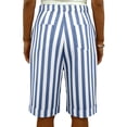 thumbnail image 6 of ClodeEU Women's Striped Linen Blend Bermuda Shorts,High Waist Knee Length Shorts with Pockets Light Blue,Women's Plus XXL, 6 of 7