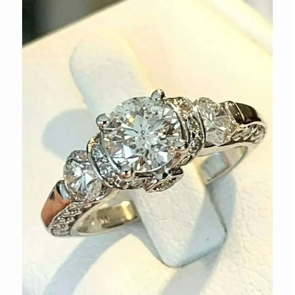 2Ct Round Cut Lab-Created Diamond 14K White Gold Plated Engagement Ring Women's Ring Solid 925 Sterling Silver