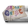 thumbnail image 3 of Be Our Guest Soft Flannel Fleece Blanket, Words of Invitation with Cheery Colorful Lettering Design Flowers and Hearts, Cozy Plush for Indoor and Outdoor Use, 60" x 80", Multicolor, by Ambesonne, 3 of 6