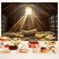 thumbnail image 5 of 5 x 3 ft Christmas Manger Scene Backdrop Farm Old Barn Jesus Nativity Hayloft Photography Background Stable Christian Newborn Baby Theme Xmas Party Decor Photo Props, 5 of 5