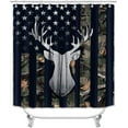 thumbnail image 2 of 4PCS Camo Shower Curtain Sets With Rugs, Waterproof Fabric Black Orange Shower Curtain, Forest Woodland Wildlife Wild Animal Mallard Duck Hunting Country Rustic Green Camouflage Bathroom Decor, 2 of 8