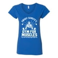 thumbnail image 2 of Dwight Schrute's Gym for Muscles Pop Culture Womens V-Neck Tee, Royal, 2XL, 2 of 3