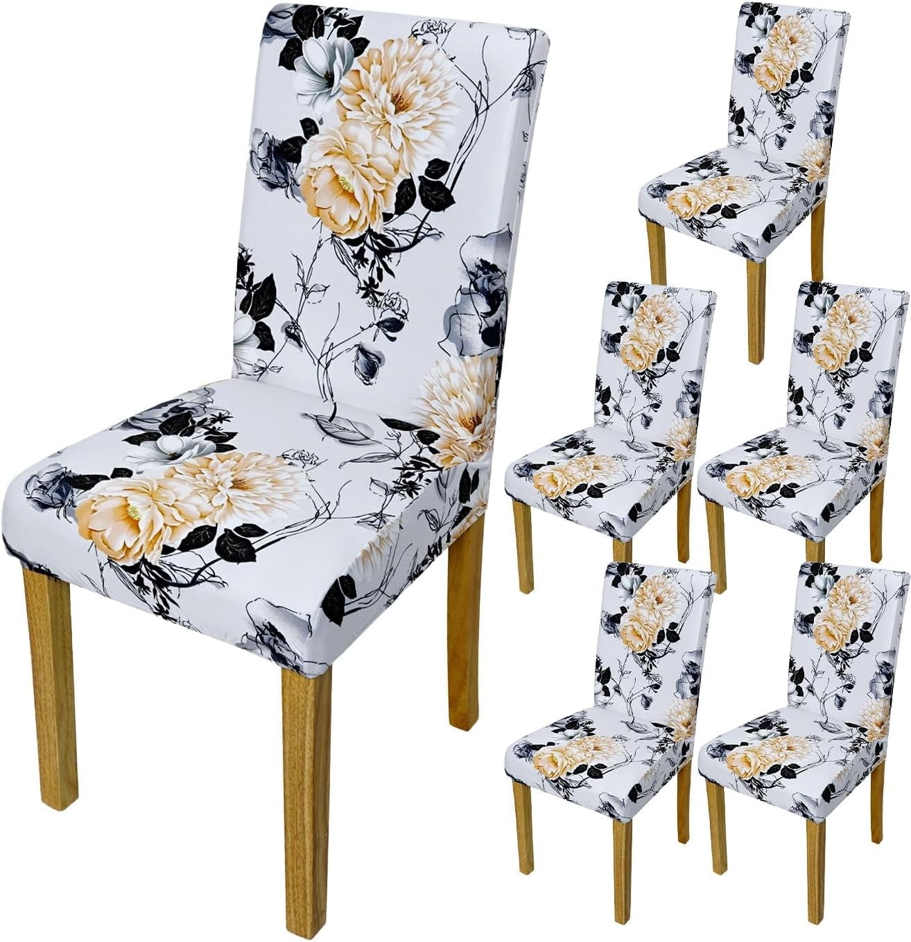 Chair Covers for Dining Room 6 Pack Flower Stretchy Parson Chair