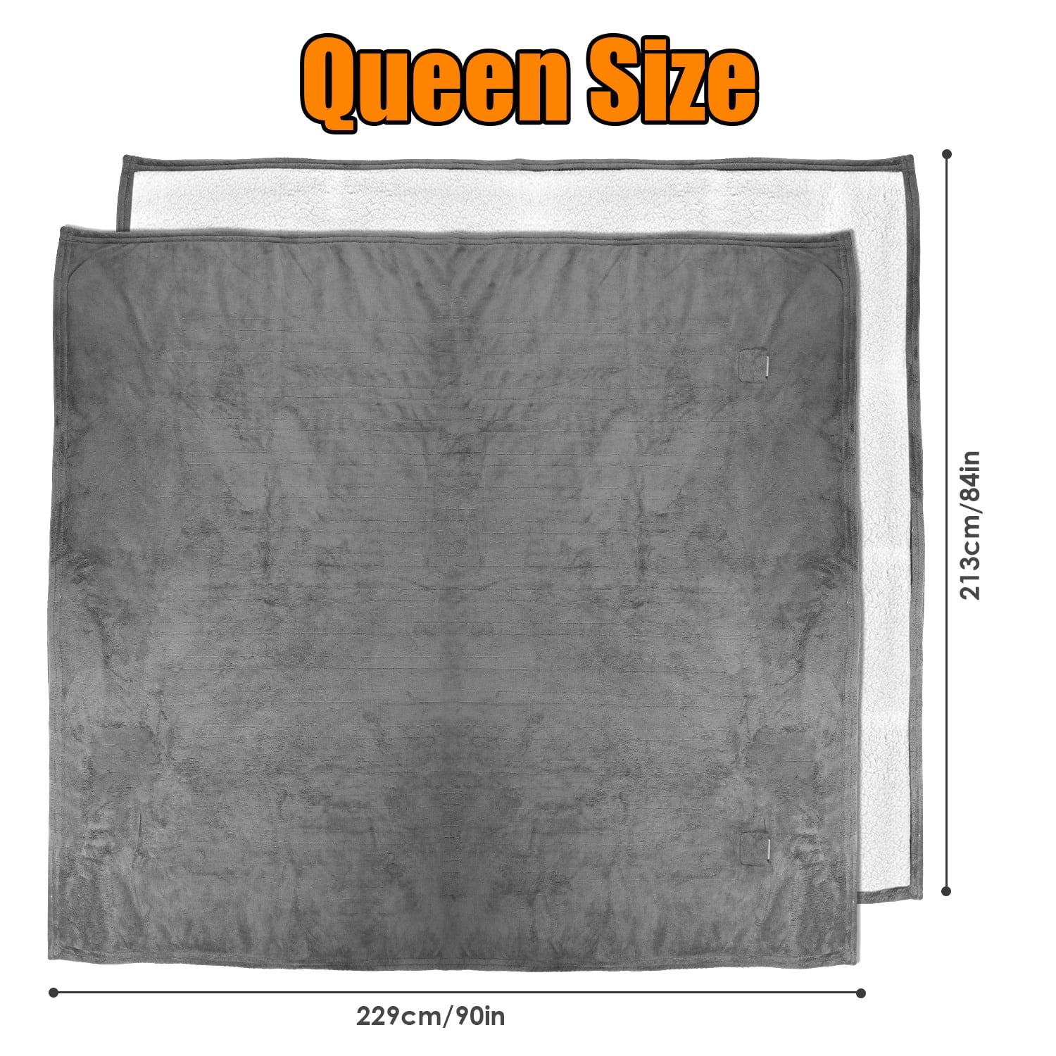 Electric Heated Blanket 90x84" Queen Size Soft Fleece Fast Heating Blanket with 10 Heat Settings 10hrs Timer Auto Shut Off Gray for Home Office