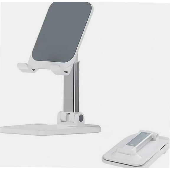 Phone Stand for Desk Foldable Adjustable Angle Height Portable Cell Phone Holder Compatible with iPhone Ipad Android (White)