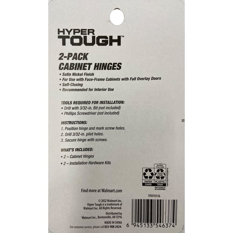 Hyper Tough Cabinet Hinge, Satin Nickel, 2 Pack photo 6