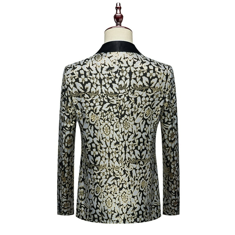 Clearance Blazer for Men Mens 3 Pieces Luxury Suits 1 Button Print Dinner  Tuxedo Jacket Pants Prom Wedding Elegant Blazer Dress Suit - Walmart.com