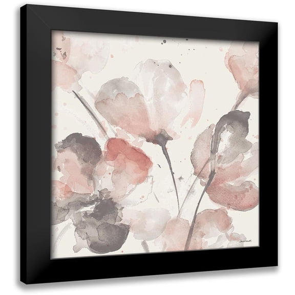 Loreth, Lanie 12x12 Black Modern Framed Museum Art Print Titled - Neutral Pink Floral I