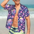 thumbnail image 7 of Pofeuu Skull colorful mushroom Print Hawaiian Shirt for Men Sleeves Casual Button Down Summer Beach Dress Shirts T-Shirts,X-Large, 7 of 7