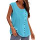 thumbnail image 1 of Gibobby Chaleco de botón sin mangas informal de verano para mujer, blusa suelta de cuello redondo, camiseta sin mangas(Azul claro,XG), 1 of 5