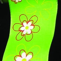The Ribbon People Green and Red Floral Taffeta Wired Craft Ribbon 1.5" x 27 Yards