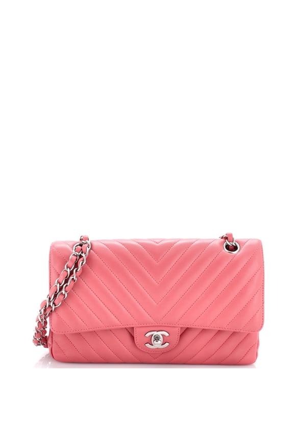 Pre-Owned Classic Double Flap Bag Chevron Lambskin Medium By Rebag