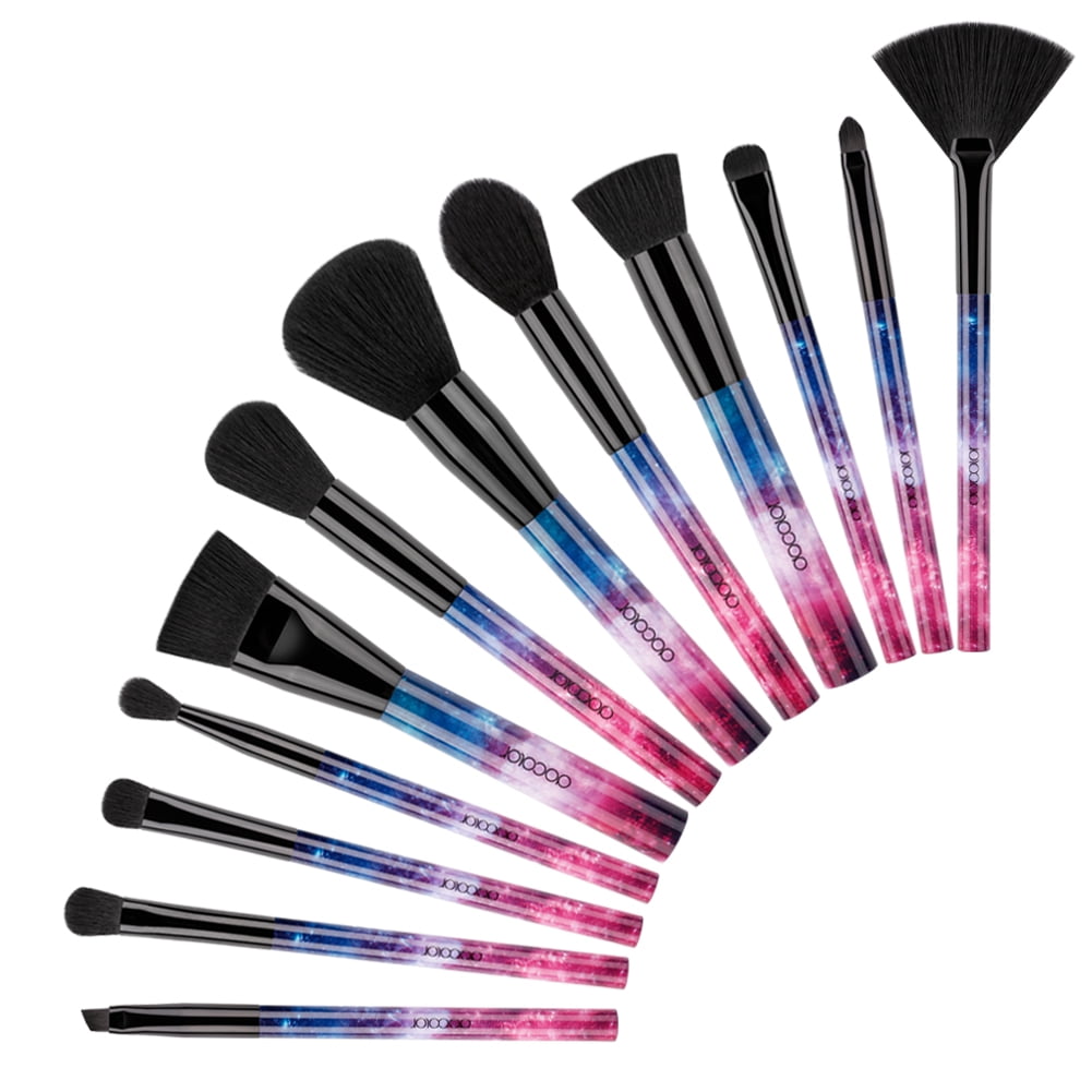 Docolor 12Pcs Galaxy Stars Makeup Brush Set Professional Face Blending Eyeshadow Fan Brush Kits
