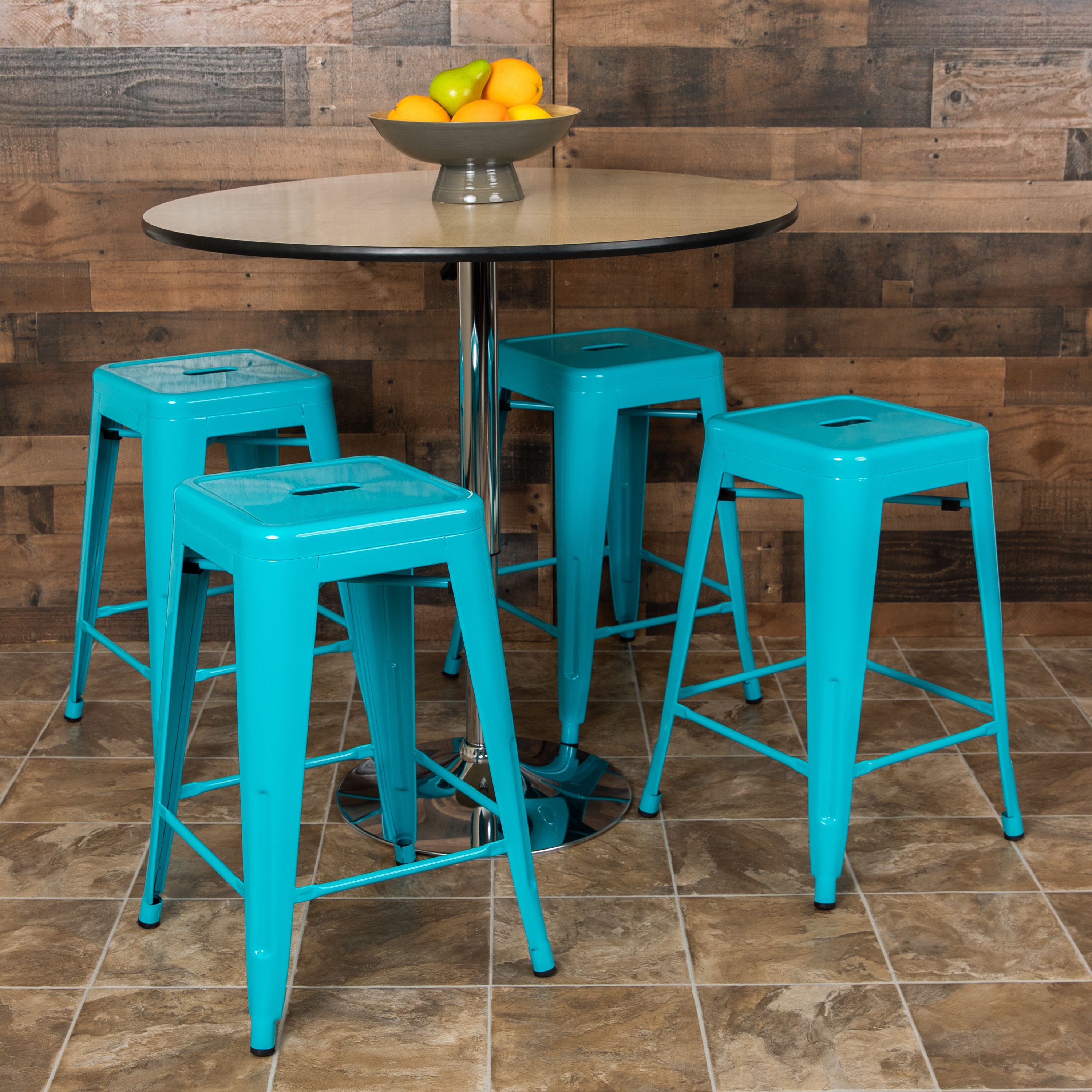 Flash Furniture 24" High Metal Counter-Height, Indoor Bar Stool in Teal