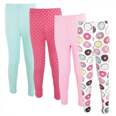 UPC: 0660168254976 | Hudson Baby Infant and Toddler Girl Cotton Leggings 4pk Donuts 0-3 Months