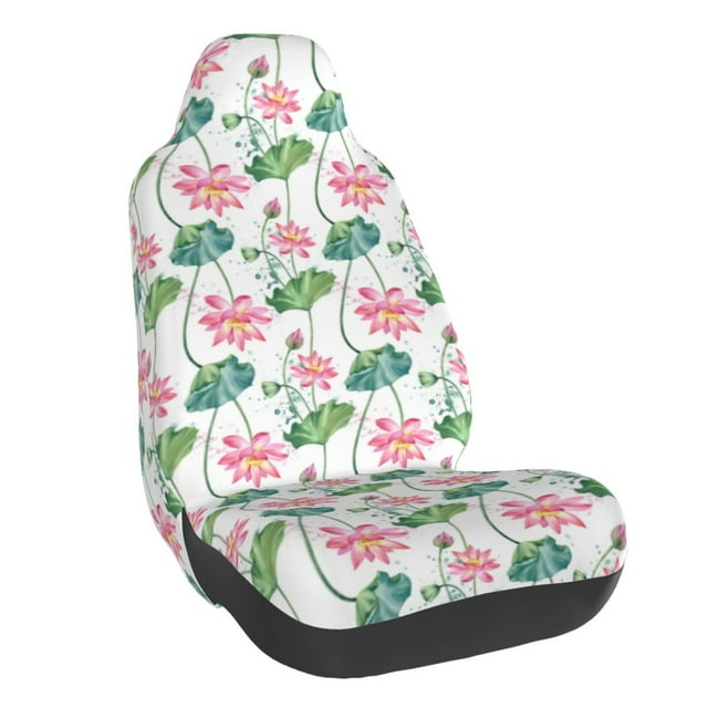 Wukai Lotus Flower Full Set Car Seat Covers with Soft Padding Universal Auto Front Seats Protector and Cushion Mat