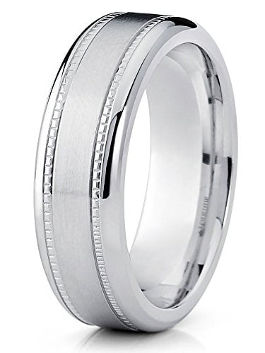 8mm Silver Titanium Wedding Band White Titanium Ring Brushed Finish ...