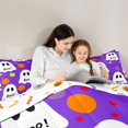thumbnail image 4 of Feelyou Cartoon Ghost Boo Queen Comforter Set, Cute Polka Dot Comforter Sets Queen, Orchid White, Halloween Reversible, 3 Pieces, 1 Comforter and 2 Pillowcases, 4 of 7