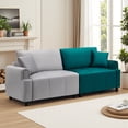 thumbnail image 2 of Feishominoo 87" Upholstered Sectional Sofa, Extra Large Loveseat Couch with Deep Seating and 2 Pillows for Living Room, Gray & Green, 2 of 8
