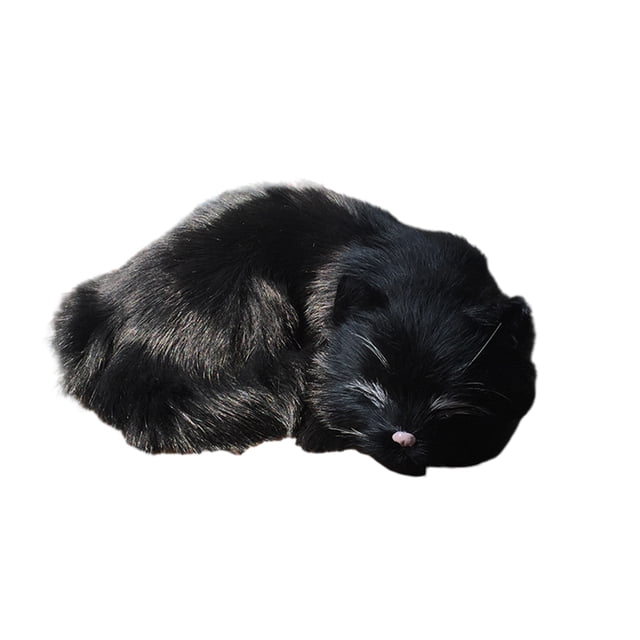 relayinert Emulation Sleeping Breathing Cat Soft To Touch And Wide Application Good Gifts black 1Set