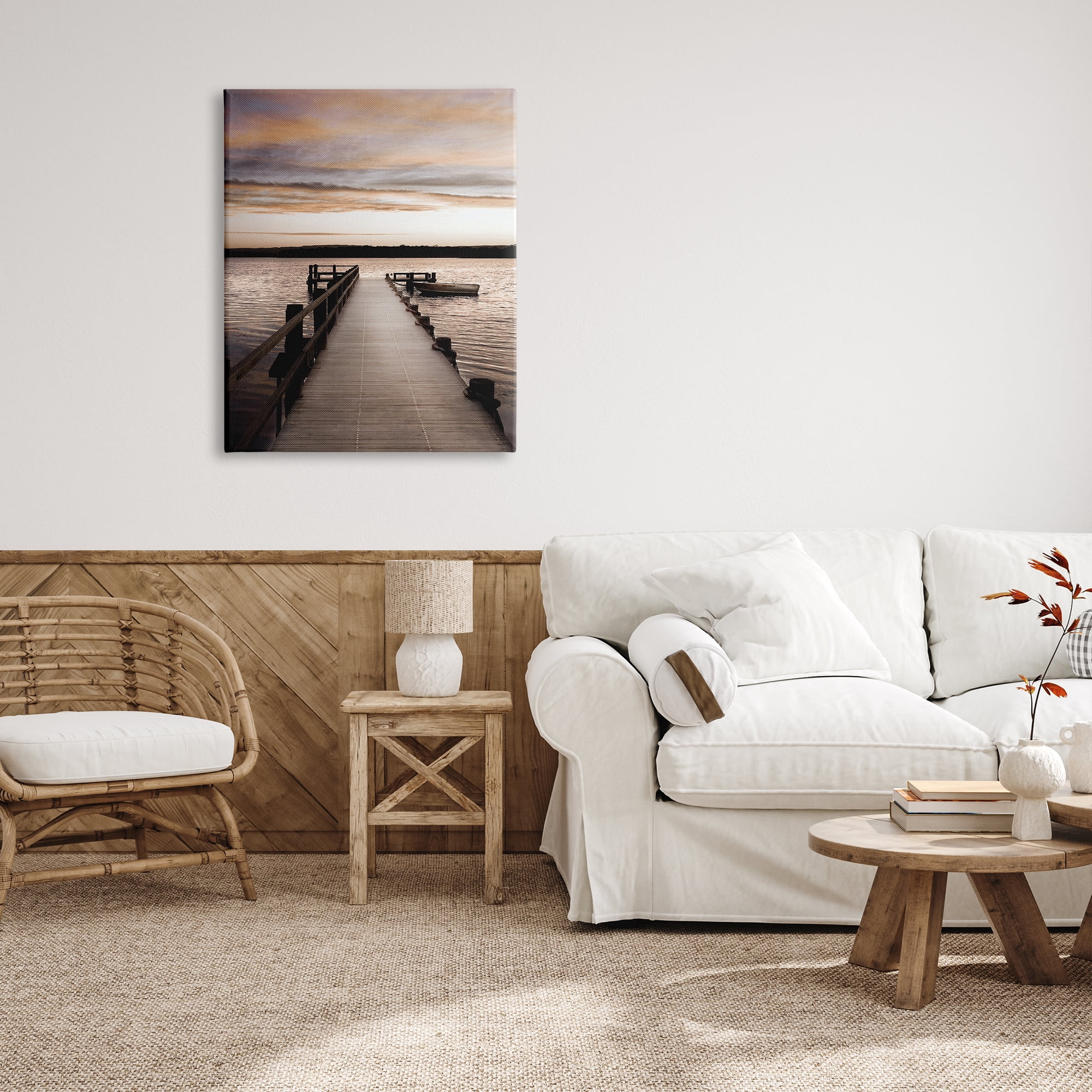 Stupell Industries Boat & Beach Pier Landscape Photography Gallery Wrapped Canvas Art Print Wall Art, 30 x 40