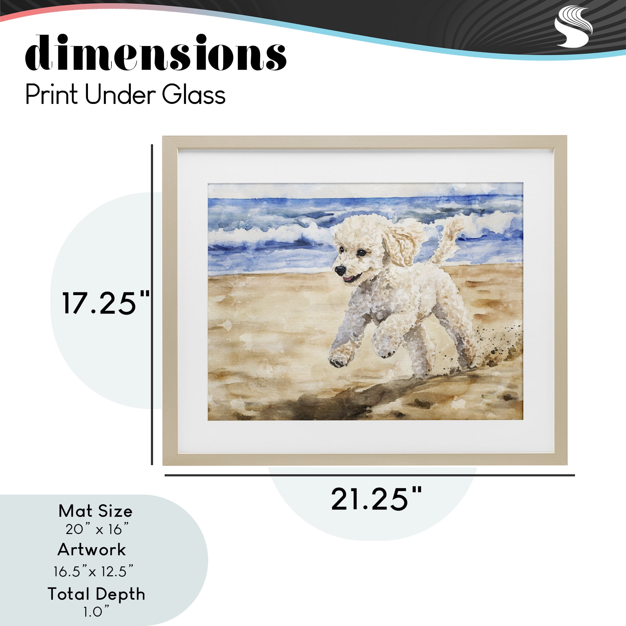 Stupell Industries Poodle's Journey on Beach Birch Framed Print Under Glass, design by Svetlana Aleynikova