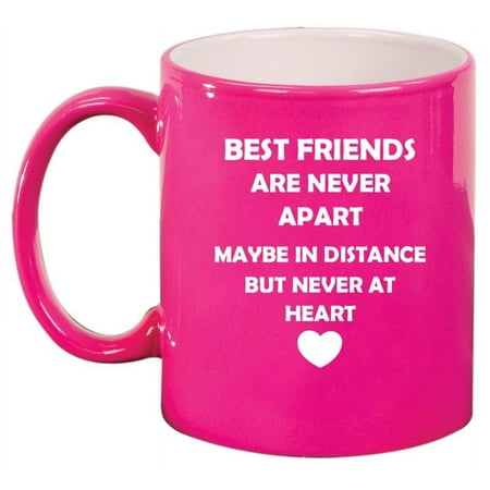

Best Friends Long Distance Love Ceramic Coffee Mug Tea Cup Gift for Her Mom Sister Gift For Best Friend (11oz Hot Pink)