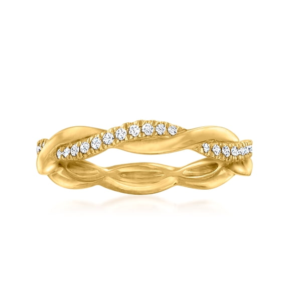 Ross-Simons 0.11 ct. t.w. Diamond Twisted Ring in 14kt Yellow Gold, Women's, Adult