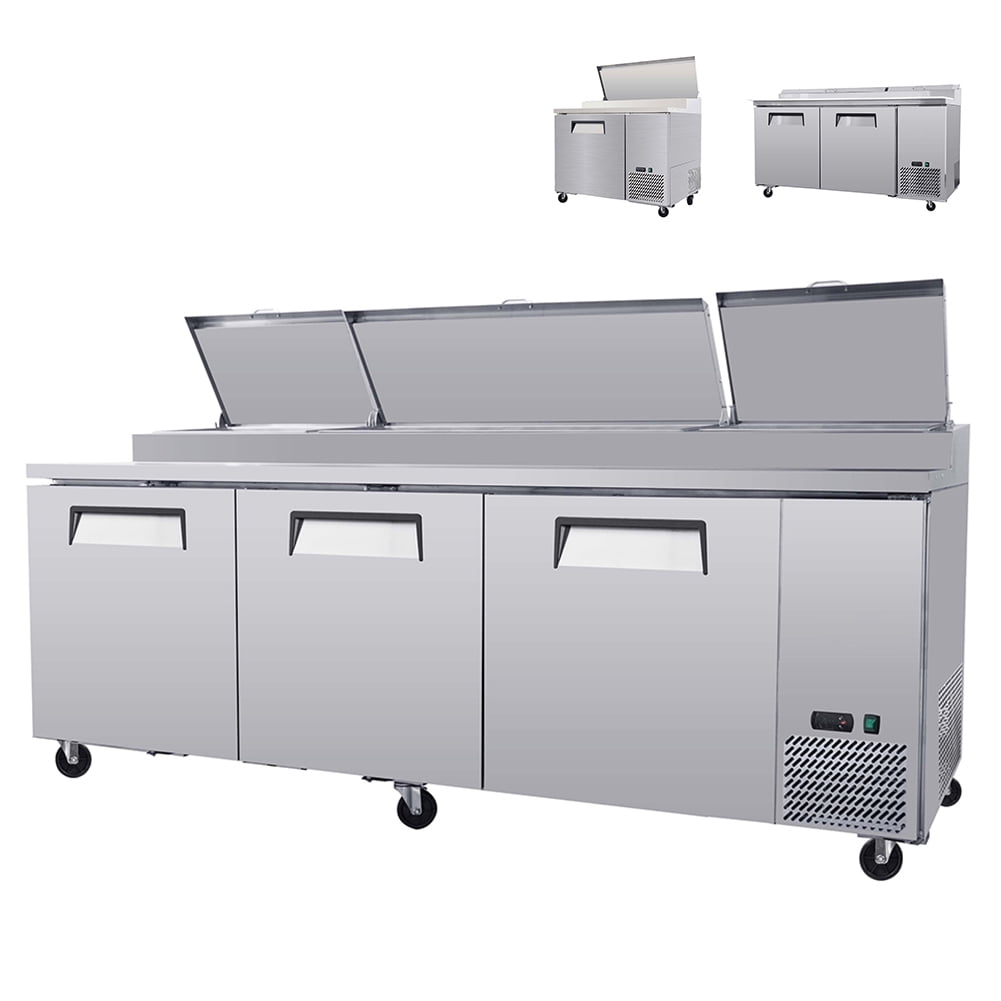 Yesurprise Commercial Refrigerator, Sandwich Prep Table with Adjustable Shelf Brackets, Stainless Steel Insulation Lid, Heavy Duty Casters, Salad Refrigerator